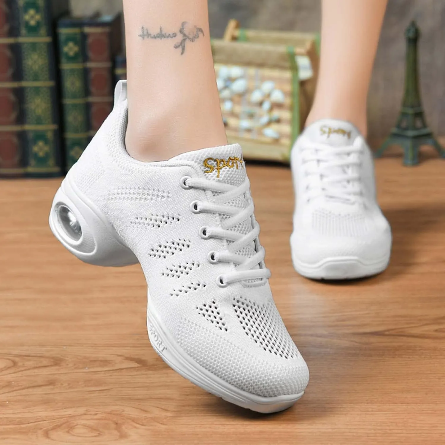 Women's Jazz Shoes Split Sole Dance Sneakers Lace Up Zumba Modern Shoes