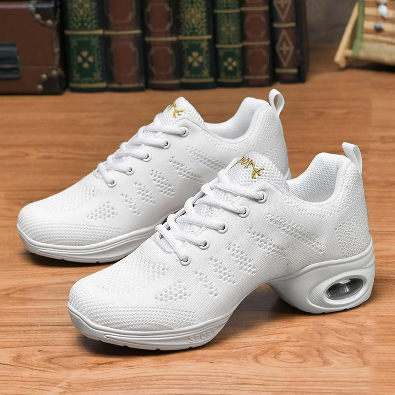 Women's Jazz Shoes Split Sole Dance Sneakers Lace Up Zumba Modern Shoes