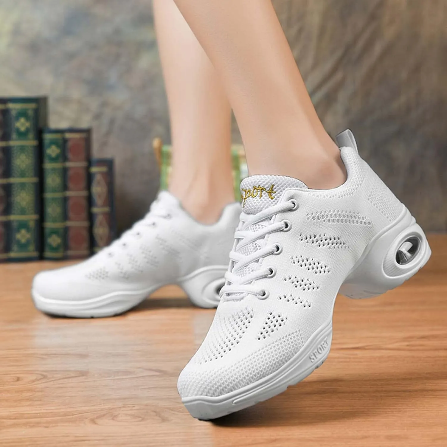 Women's Jazz Shoes Split Sole Dance Sneakers Lace Up Zumba Modern Shoes