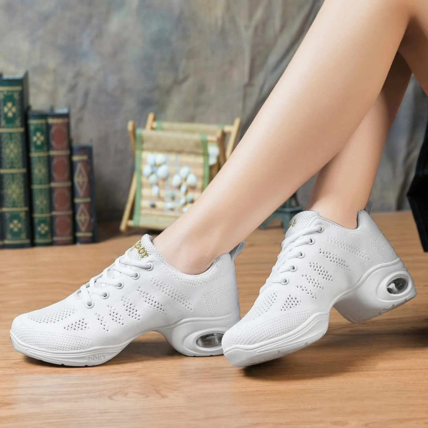 Women's Jazz Shoes Split Sole Dance Sneakers Lace Up Zumba Modern Shoes