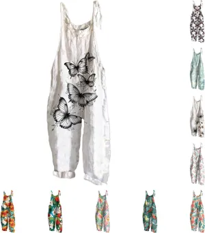Women's Jumpsuits, Rompers & Overalls Cotton Linen Sleeveless Loose Halter Comfy Jumpsuits for Women Summer Daily