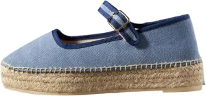 Women's Mary Jane Espadrilles Flats Platform Espadrilles Woven Outsole Shoes Canvas Flats