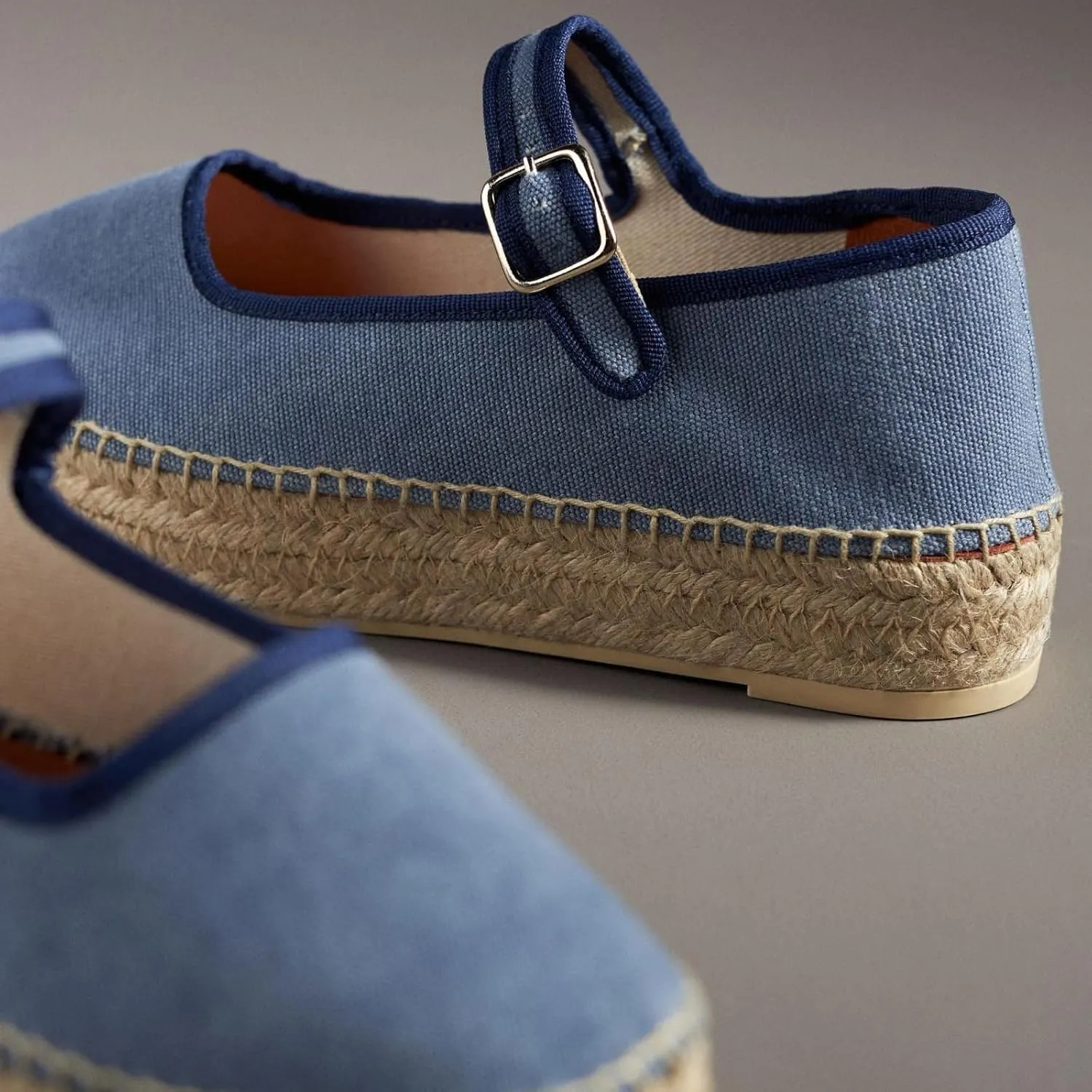 Women's Mary Jane Espadrilles Flats Platform Espadrilles Woven Outsole Shoes Canvas Flats