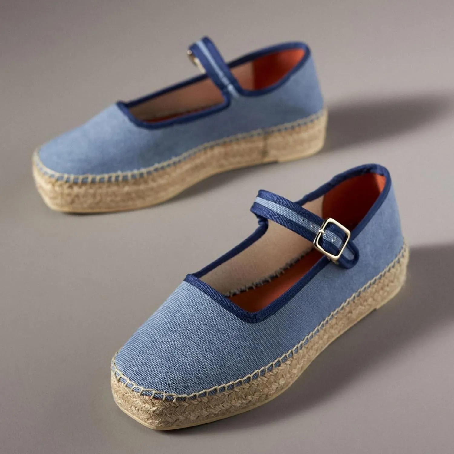 Women's Mary Jane Espadrilles Flats Platform Espadrilles Woven Outsole Shoes Canvas Flats