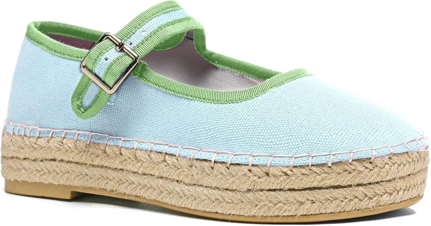 Women's Mary Jane Woven Espadrilles Ballet Flats for Women Outsole Canvas Summer Ballerina Flats.