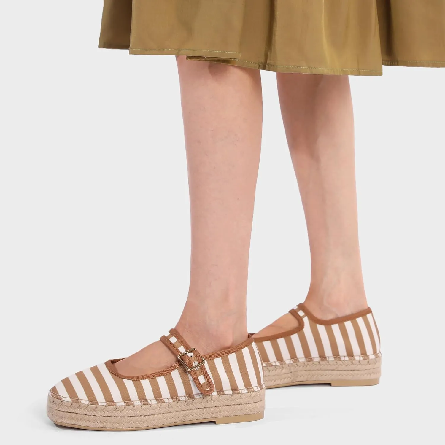 Women's Mary Jane Woven Espadrilles Ballet Flats for Women Outsole Canvas Summer Ballerina Flats.