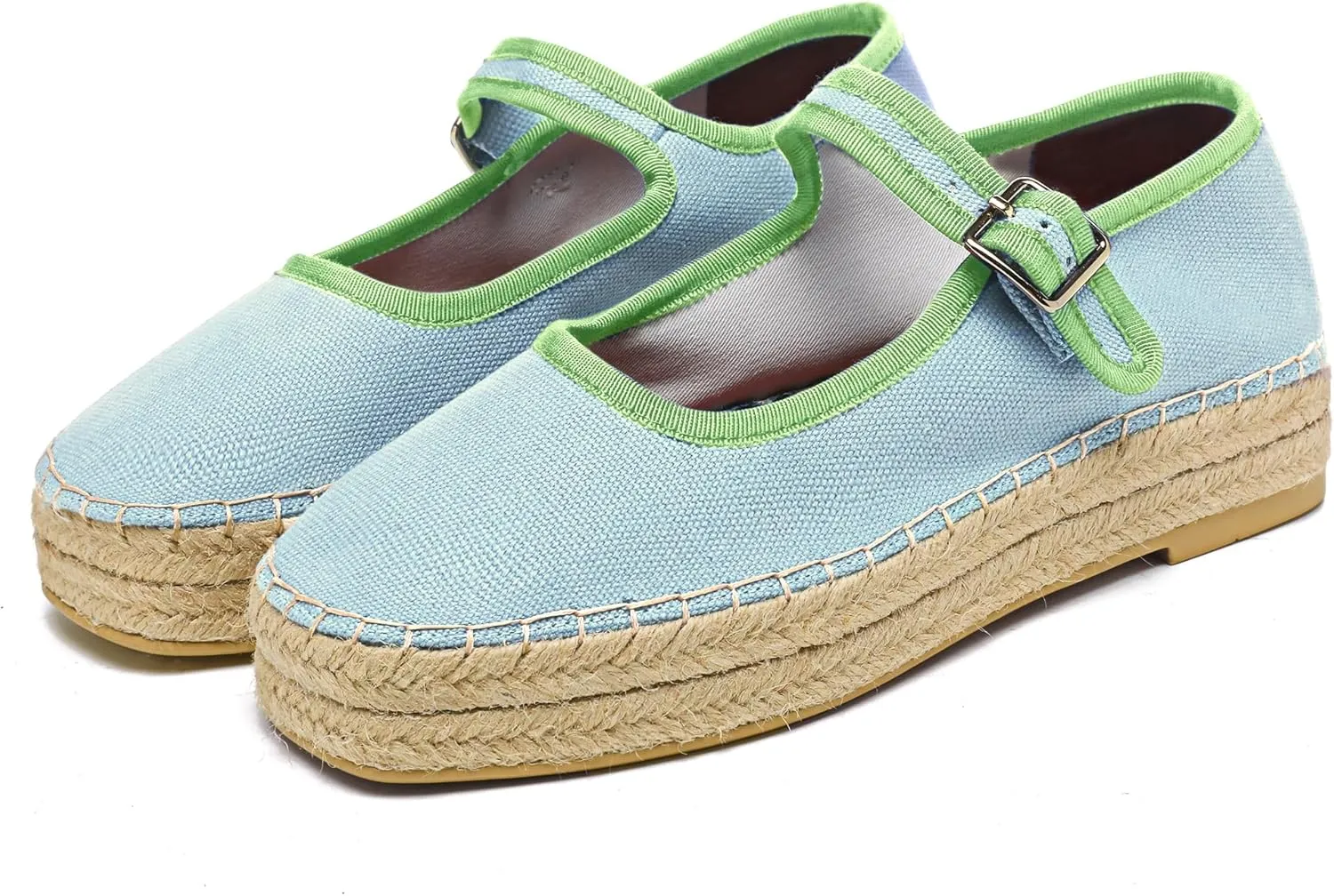 Women's Mary Jane Woven Espadrilles Ballet Flats for Women Outsole Canvas Summer Ballerina Flats.