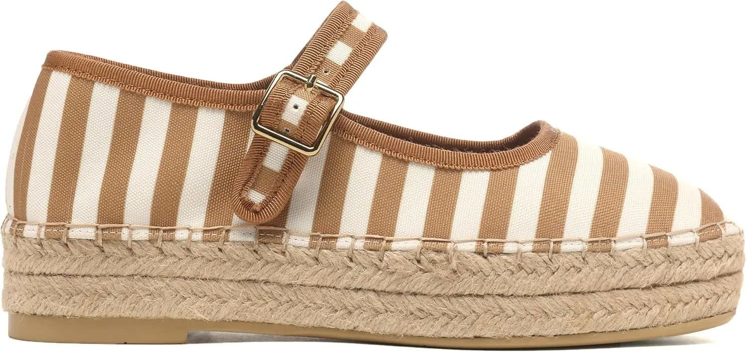 Women's Mary Jane Woven Espadrilles Ballet Flats for Women Outsole Canvas Summer Ballerina Flats.