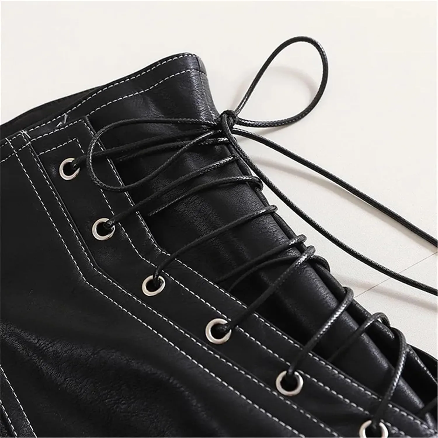 Women’s Side-Zipper Faux Leather Biker Shorts Reflective Stripes for Night Cycling Safety & Style