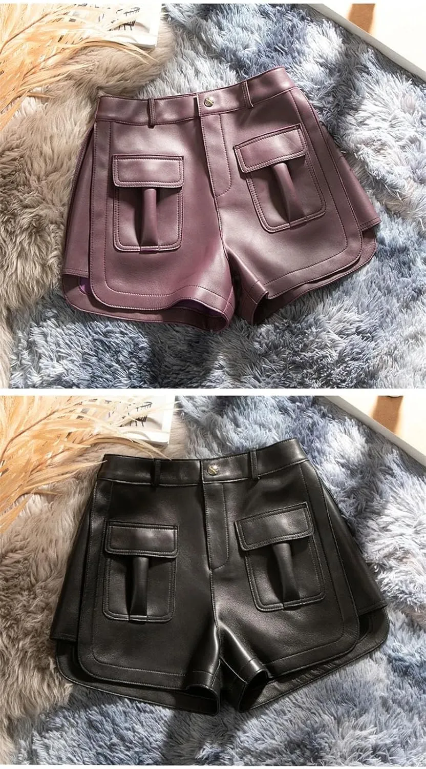 Women’s Side-Zipper Leather Shorts Edgy Biker Hot Pants