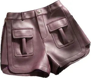 Women’s Side-Zipper Leather Shorts Edgy Biker Hot Pants