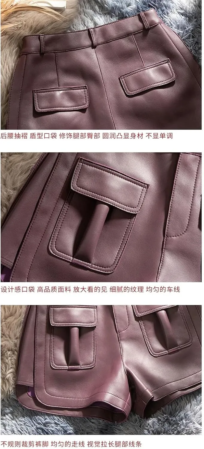 Women’s Side-Zipper Leather Shorts Edgy Biker Hot Pants