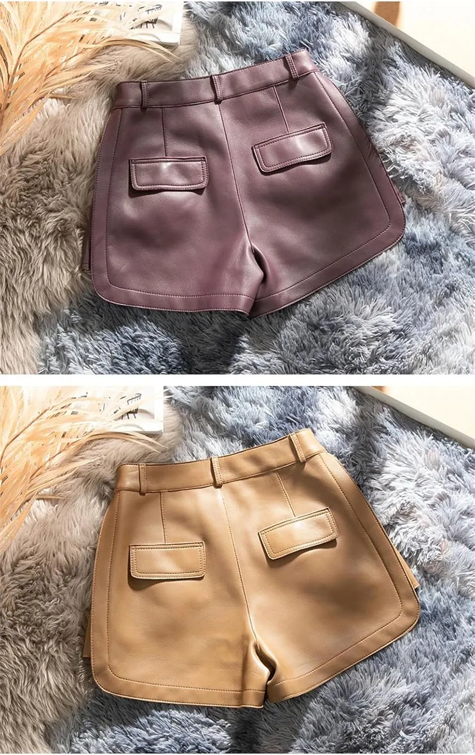 Women’s Side-Zipper Leather Shorts Edgy Biker Hot Pants