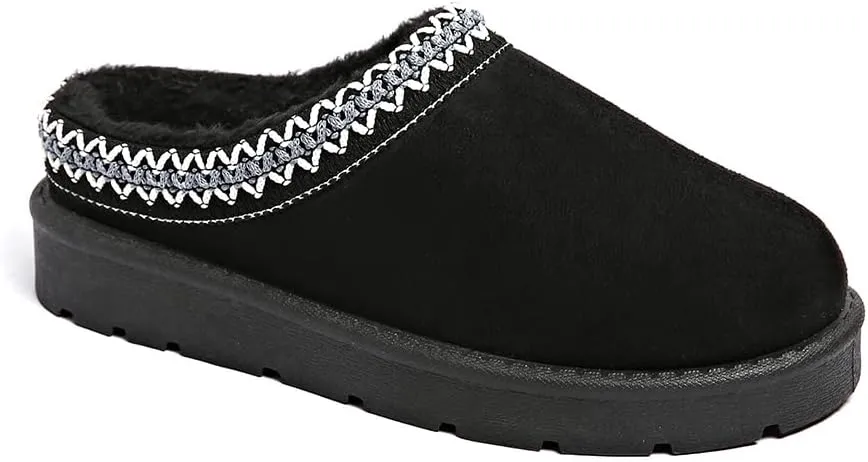 Women’s Slippers Platform Mini Boots for Suede Leather Slip-on Fluffy Warm Comfy