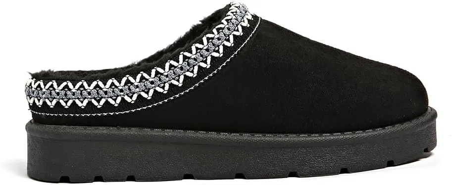 Women’s Slippers Platform Mini Boots for Suede Leather Slip-on Fluffy Warm Comfy