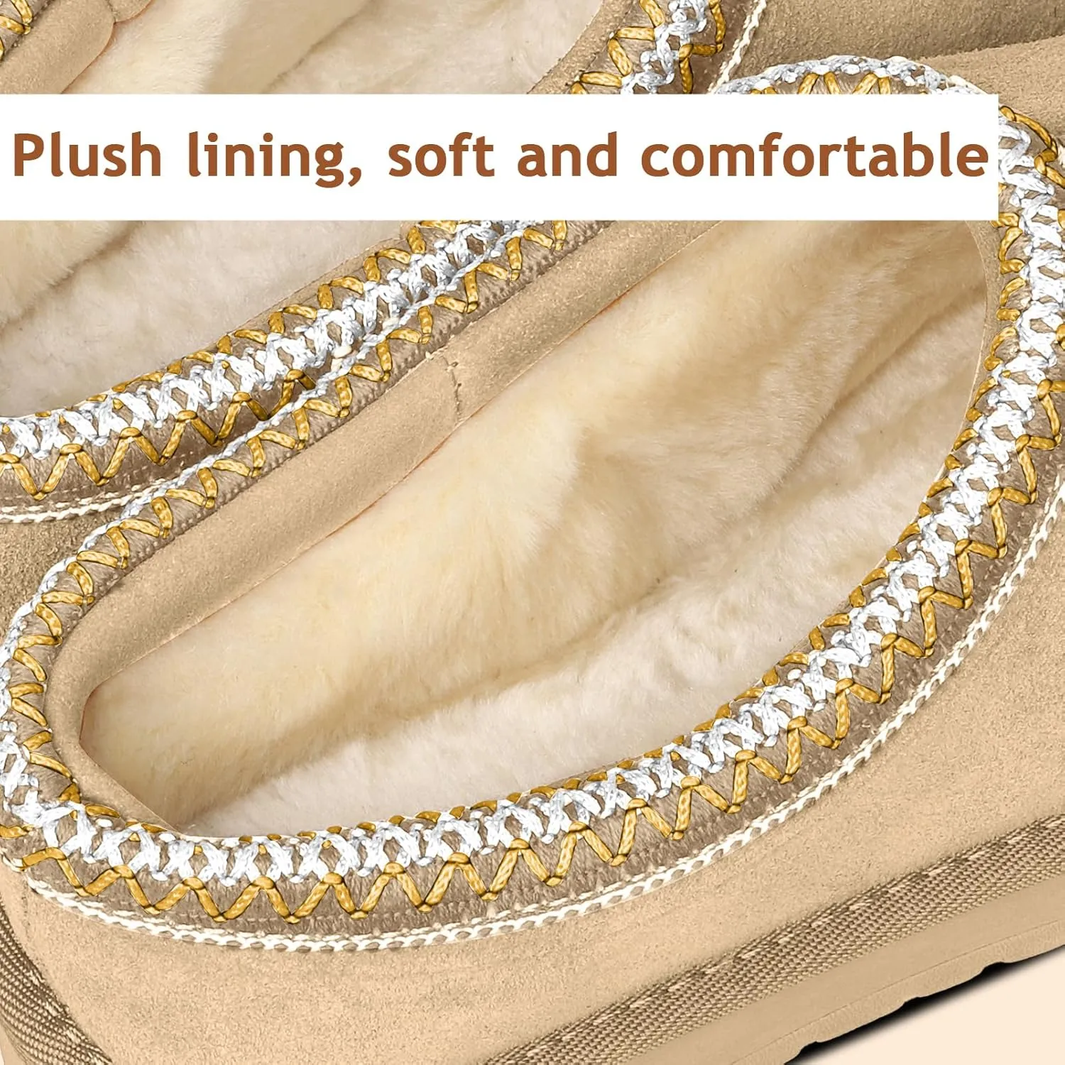Women's Slippers Platform Mini Boots For Women Ankle Boots Suede Fleece-Lined Indoor and Outdoor Anti-Slip Slippers
