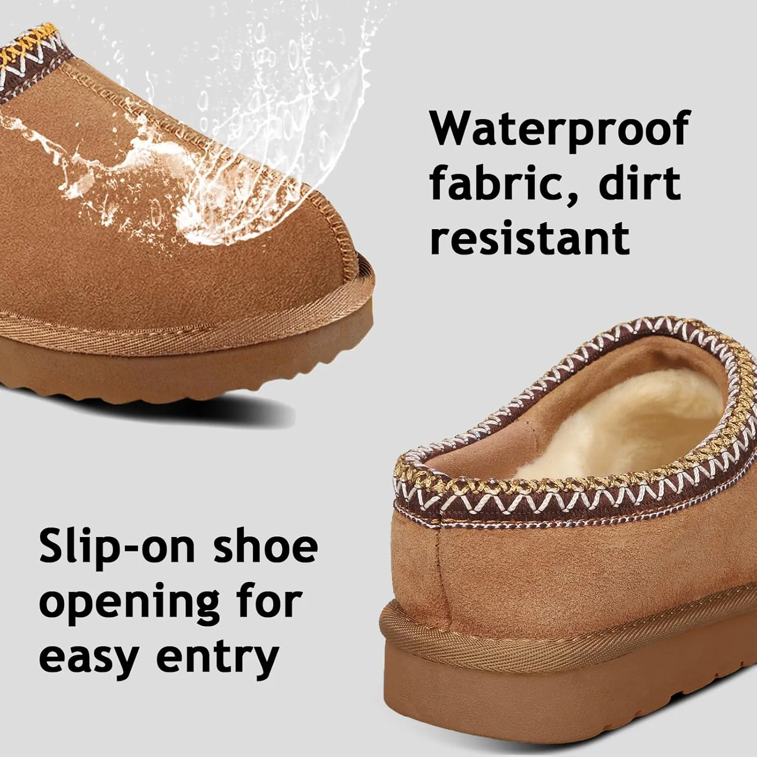 Women's Slippers Platform Mini Boots For Women Ankle Boots Suede Fleece-Lined Indoor and Outdoor Anti-Slip Slippers