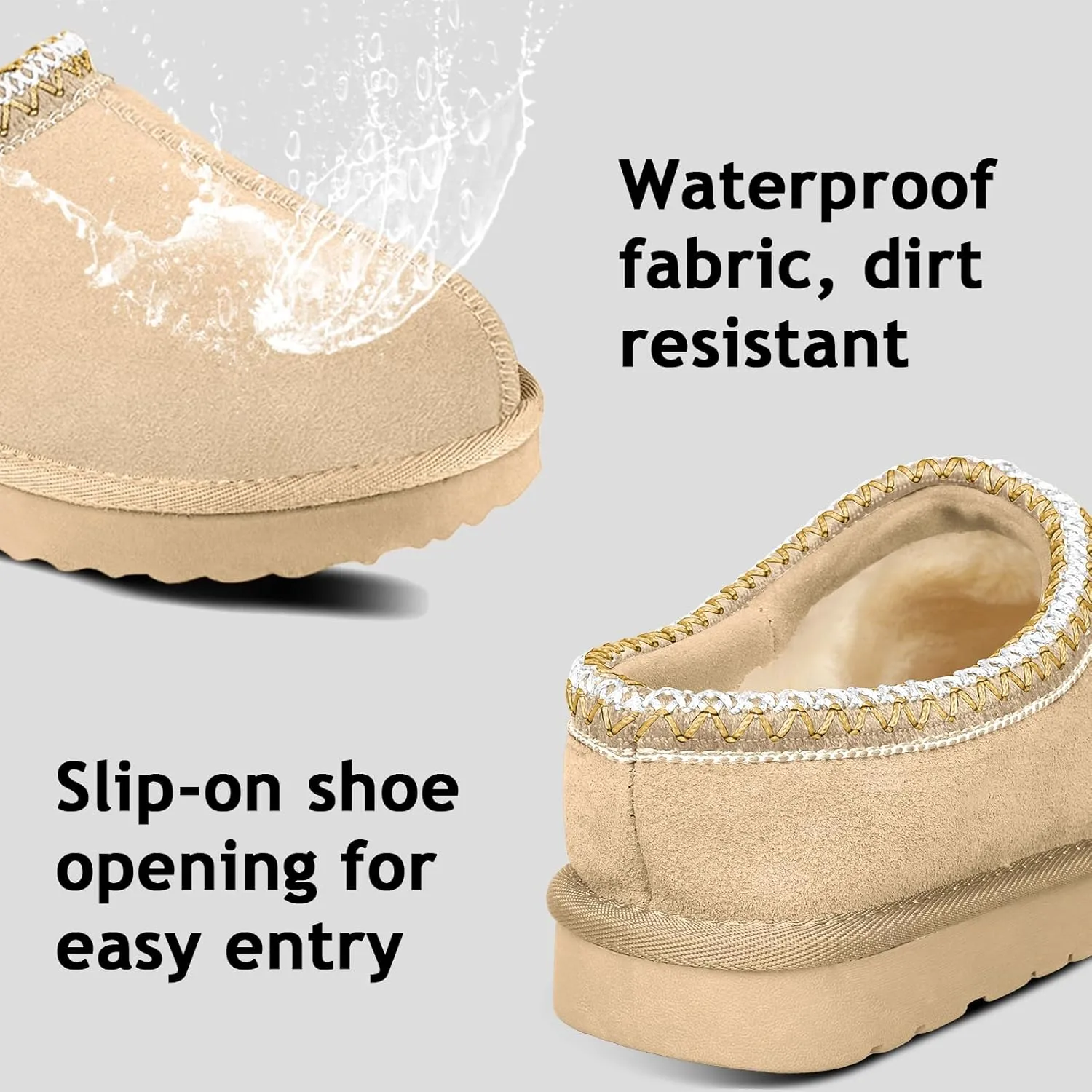 Women's Slippers Platform Mini Boots For Women Ankle Boots Suede Fleece-Lined Indoor and Outdoor Anti-Slip Slippers