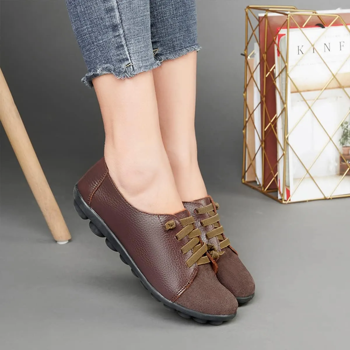 Women's Sneakers Non Slip Shoes Casual Shoes,Lace up Shoes Leather