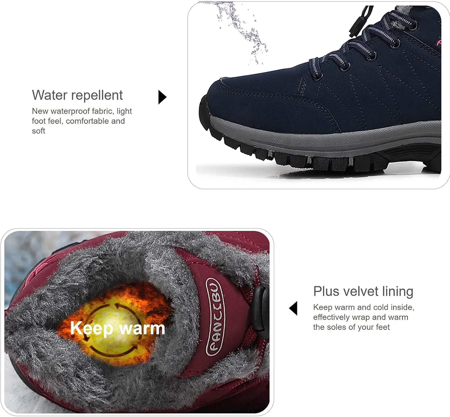 Women's Snow Boots Fur Lined Warm Ankle Boot Waterproof Anti-Slip Winter Outdoor Sports Shoes…