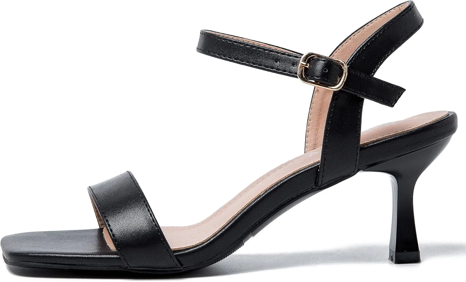 Women's Square Open Toe Ankle Strap Comfortable Kitten Heels Sandals Party Dress Wedding Dance Pumps Shoes