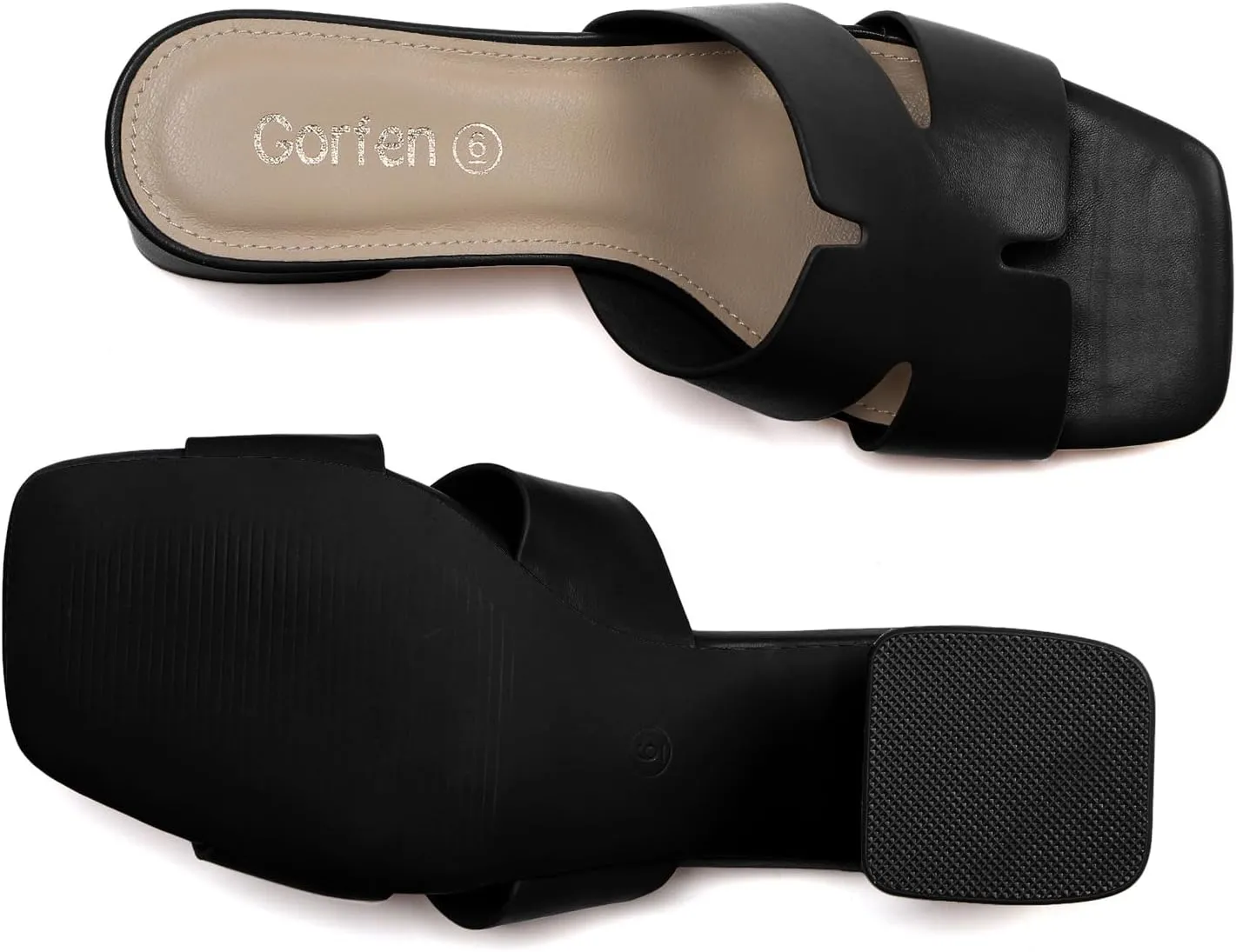 Women's Square Open Toe Sandals Low Block Chunky Heel Slip on Comfortable Casual Sandals for Daily Wear