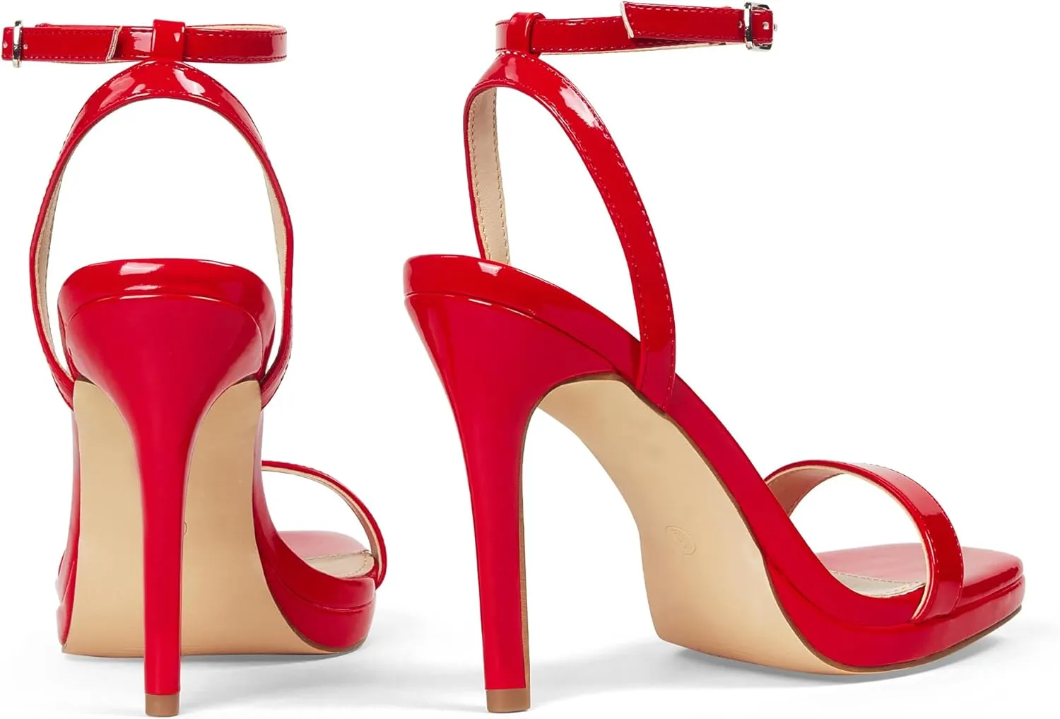 Women’s Stiletto Strappy Heeled Sandals, 4.3 Inch Square Open Toe Sexy High Heels Ankle Strap Buckle Heels for Party Wedding Dress Daily Wear Shoes