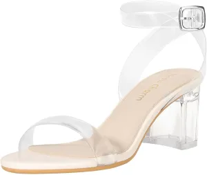 Women's Strappy Chunky Block Low Heeled Sandals 2 Inch Open Toe Ankle Strap High Heel Dress Sandals Daily Work Party Shoes