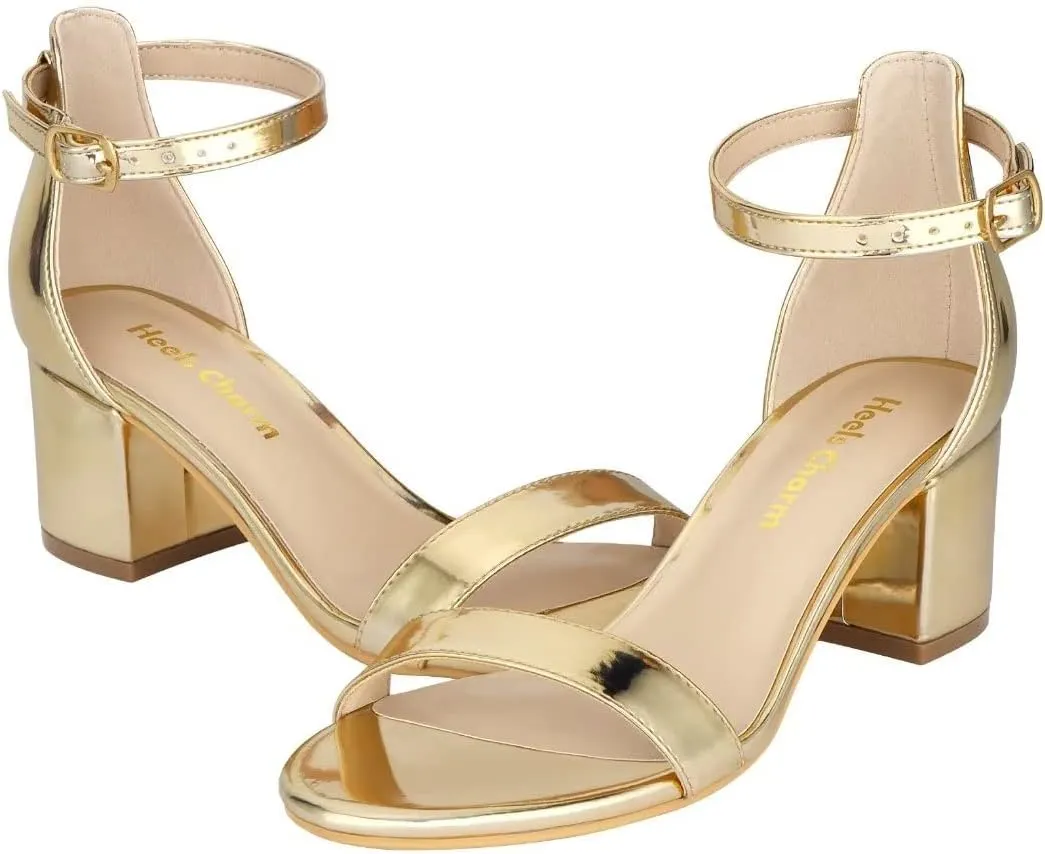Women's Strappy Chunky Block Low Heeled Sandals 2 Inch Open Toe Ankle Strap High Heel Dress Sandals Daily Work Party Shoes