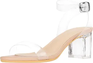 Women's Strappy Chunky Block Low Heeled Sandals 2 Inch Open Toe Ankle Strap High Heel Dress Sandals Daily Work Party Shoes