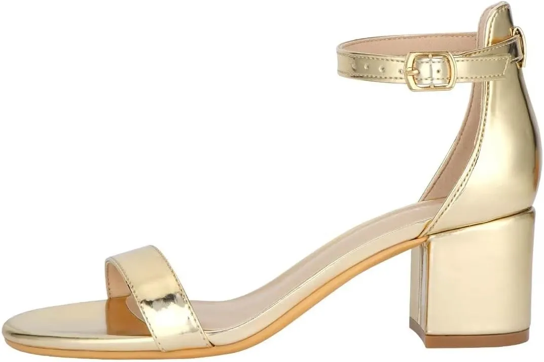 Women's Strappy Chunky Block Low Heeled Sandals 2 Inch Open Toe Ankle Strap High Heel Dress Sandals Daily Work Party Shoes