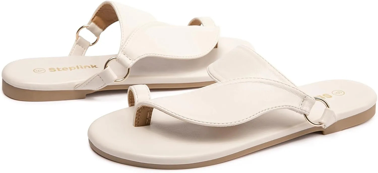 Women's Toe Loop Slide Sandals - Comfortable Slip-On Summer Flats, Lightweight and Stylish for Beach, Travel, and Daily Wear