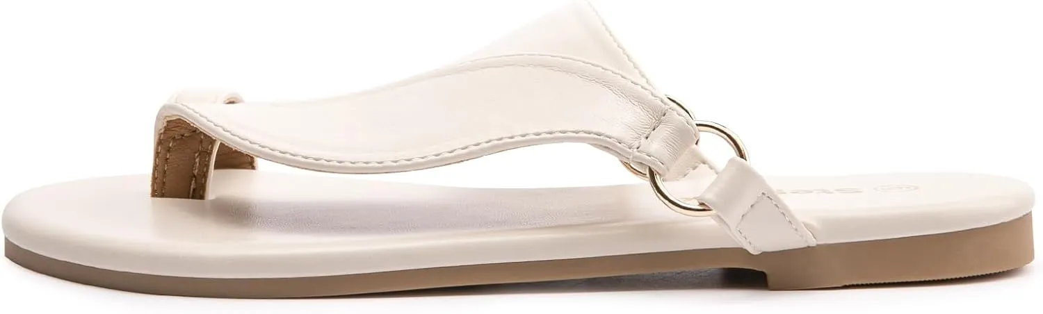 Women's Toe Loop Slide Sandals - Comfortable Slip-On Summer Flats, Lightweight and Stylish for Beach, Travel, and Daily Wear