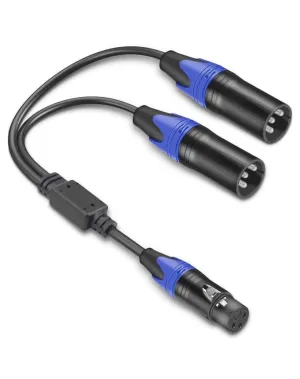 XLR Y Splitter Cable (1.6ft) - 1 Female to 2 Male Balanced Audio Adapter, Professional Grade XLR Splitter for Microphones, Mixers & Studio Equipment