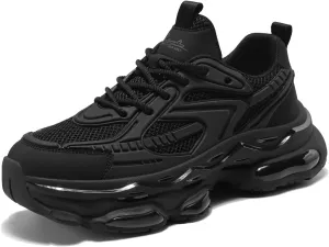 YCMM Casual Athletic Walking Shoes for Men Lace-Up Chunky Platform Dad Sneakers Breathable Mesh Comfortable Non-Slip Work Workout Shoes