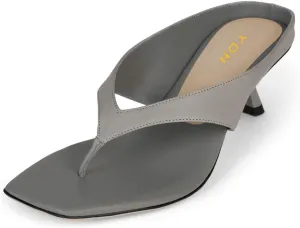 YDN Women's Casual Open Square Toe Flip Flops Low Kitten Heels Slip On Wide Thong Shoes for Party Daily Wear Size 4-16 US