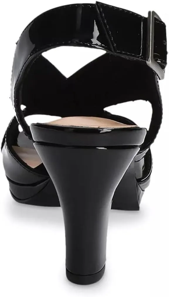 YDN Women's Peep Toe Cross Straps Buckle Sandals High Thick Heeled Slingback Pumps Summer Prom Daily Shoes Size 4-16 US