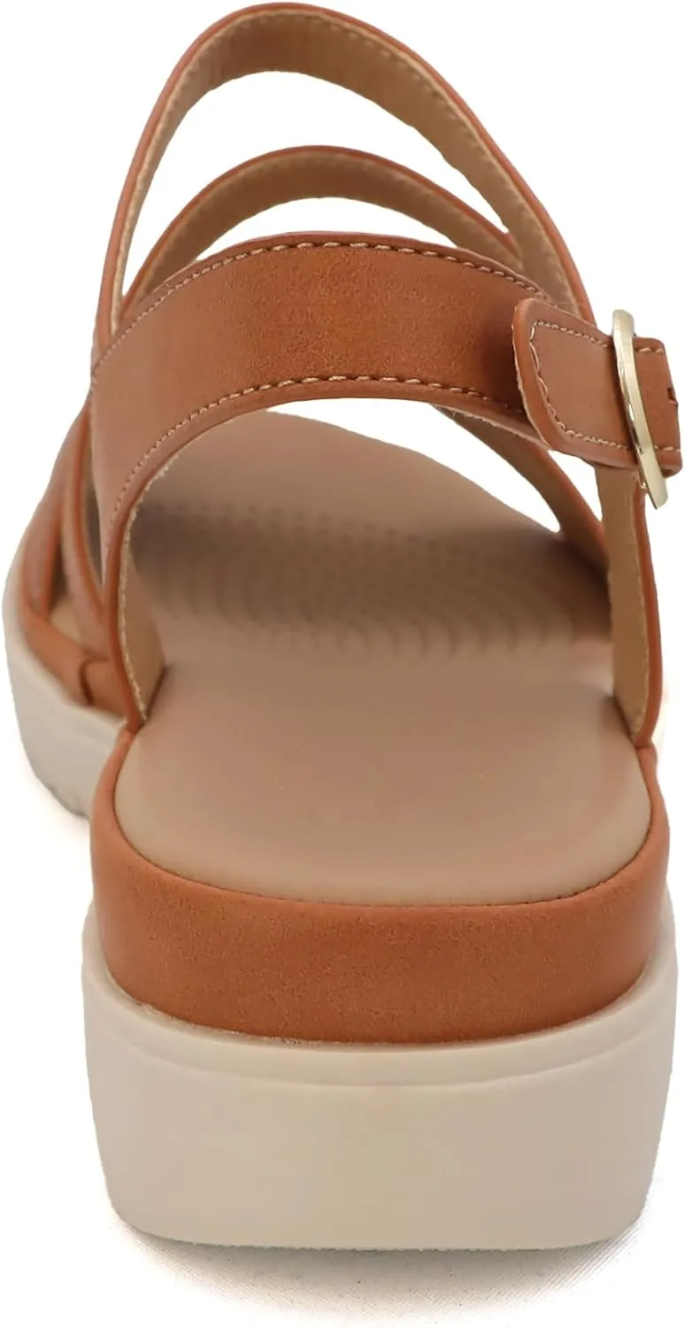 YOKI TUNSA-20 Women’s Comfort Strappy Wedge Sandals with Arch Support, Platform Sandals Women, Women's Sandals Dressy Comfortable, Summer Sandals