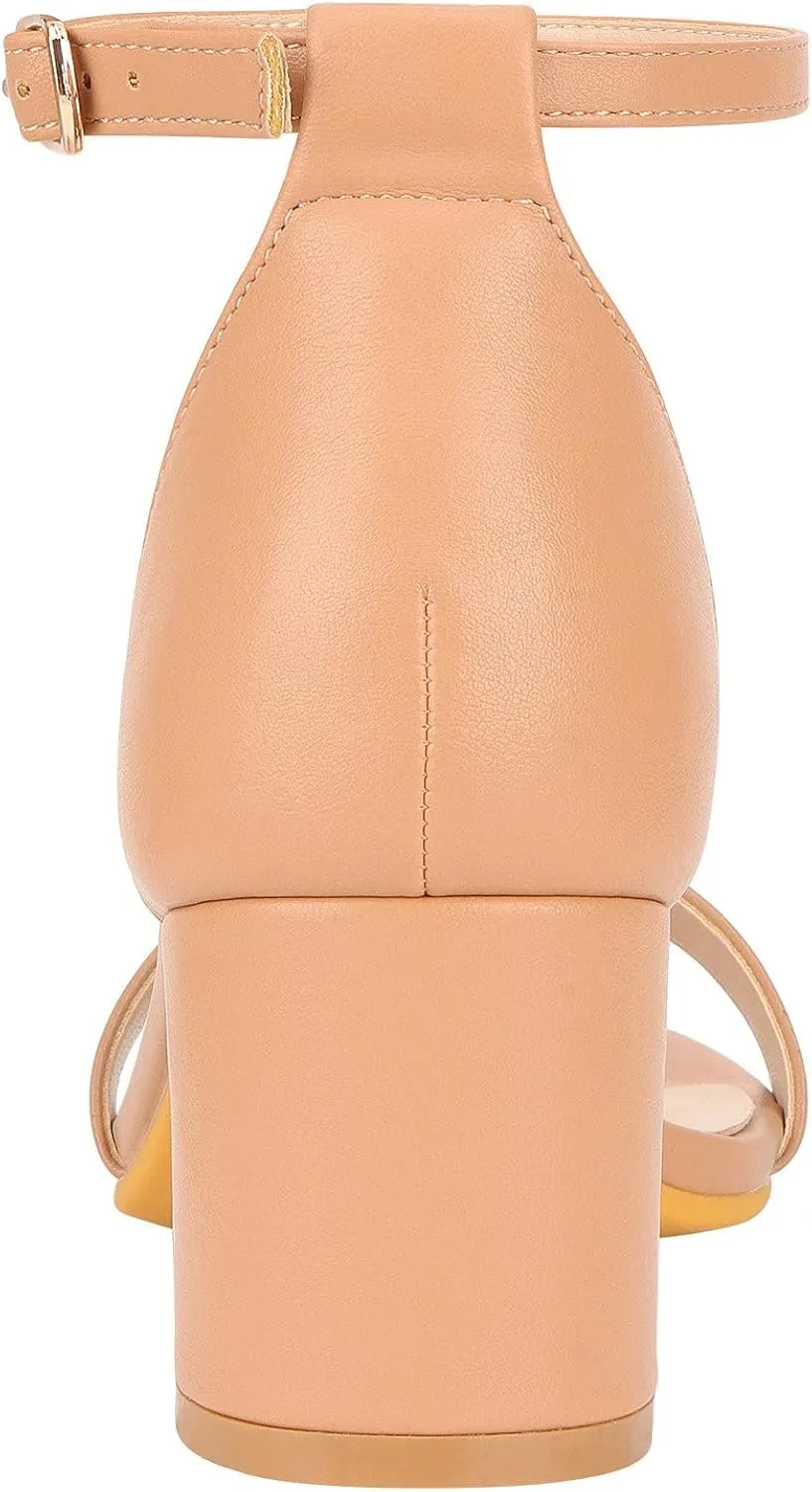 ZriEy Chunky Heels for Women Strappy Platform Sandals Open Toe Heeled Sandals Ankle Strap Adjustable Buckle Lucite Chunky High Heel Shoes