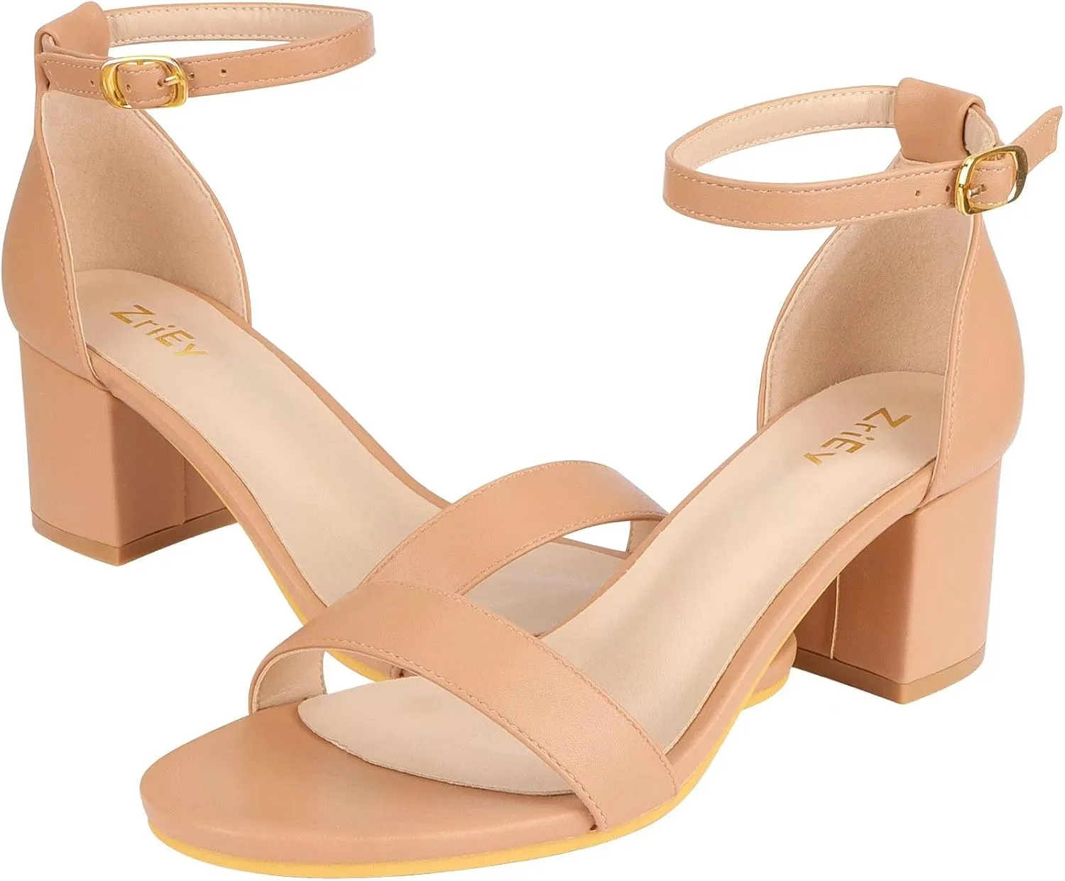 ZriEy Chunky Heels for Women Strappy Platform Sandals Open Toe Heeled Sandals Ankle Strap Adjustable Buckle Lucite Chunky High Heel Shoes