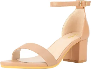 ZriEy Chunky Heels for Women Strappy Platform Sandals Open Toe Heeled Sandals Ankle Strap Adjustable Buckle Lucite Chunky High Heel Shoes