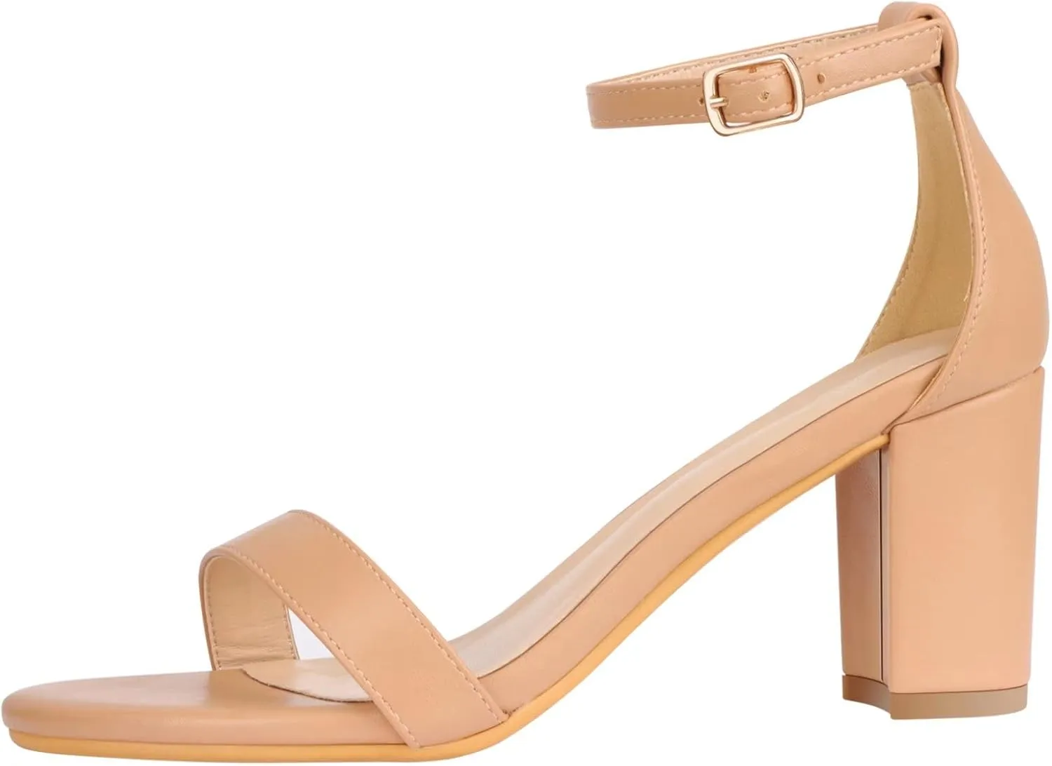 ZriEy Women's Chunky Block Open Toe Mid Heeled Sandals Two Strap Slip on Heels Slide Sandals for Party Wedding Dress Dating Daily Pumps Shoes