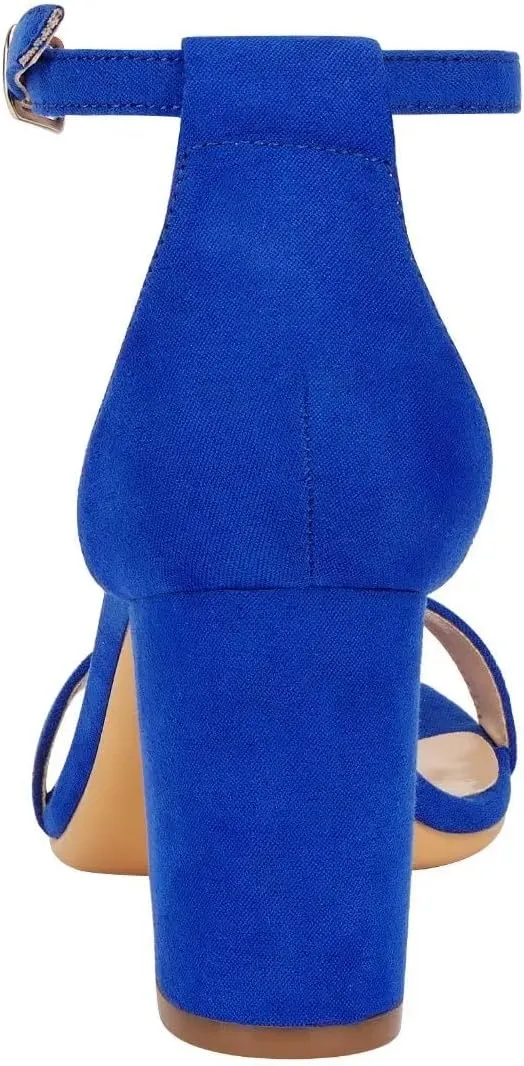 ZriEy Women's Chunky Block Open Toe Mid Heeled Sandals Two Strap Slip on Heels Slide Sandals for Party Wedding Dress Dating Daily Pumps Shoes