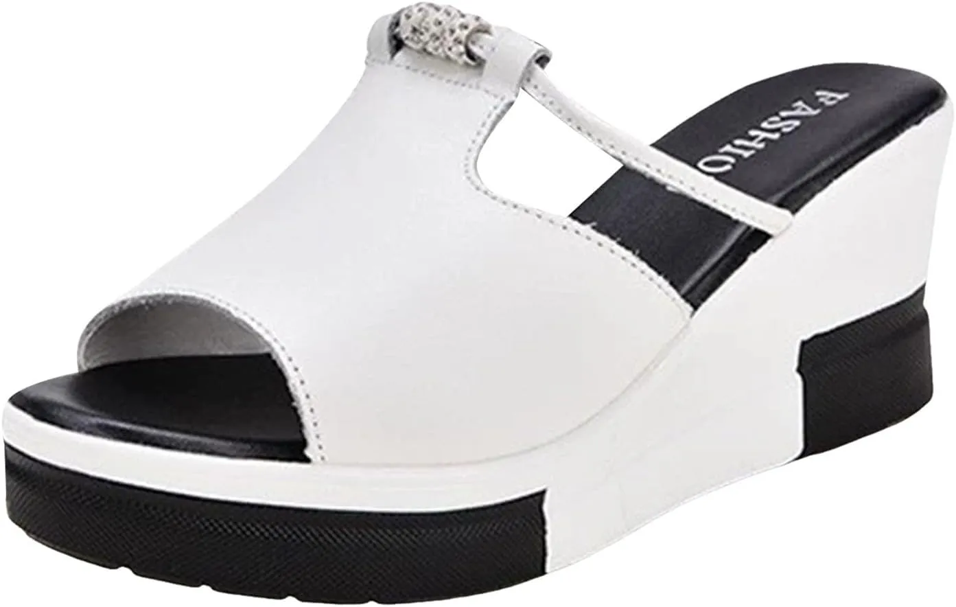 ZSpzx Platform Sandals for Women Wedges Dressy Summer Beach Comfortable Cute Shoes Casual Women's Heels Open Toe Slip On Mules Wedge Womens Slides Fashion Prom Slippers Retro Dress Bohe Ankle Sandal