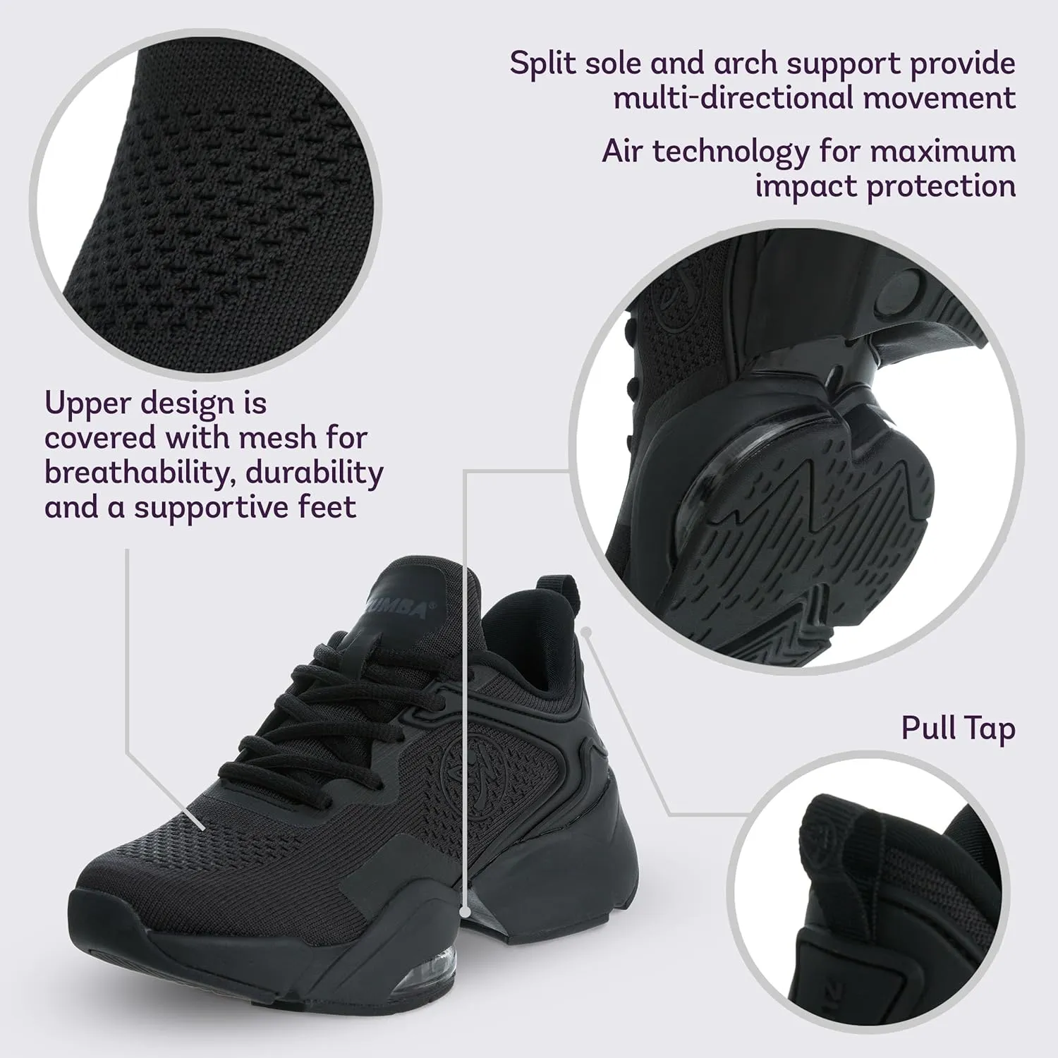 ZUMBA Shoes for Women, Air Stomp Remix II - Workout Shoes for Women, Gym or Dance Sneakers, Enhanced Comfort, Arch Support, Breathable Mesh, Durable & Impact-Absorbing