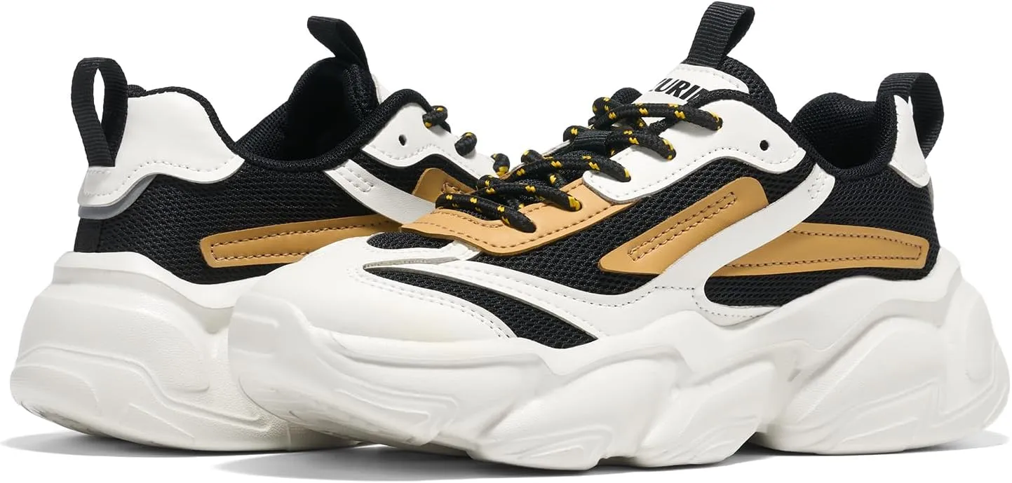 ZURIN Womens Chunky Platform Sneakers-Lightweight Breathable Dad Shoes,Casual Lace-Up Walking Sneakers,Comfortable Fashion Tennis Shoes